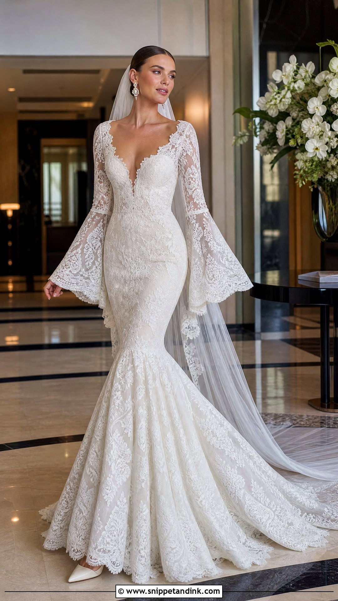 Mermaid Wedding Dress With Bell Sleeves - Snippet and Ink - 20 Wedding Dress with Bell Sleeves