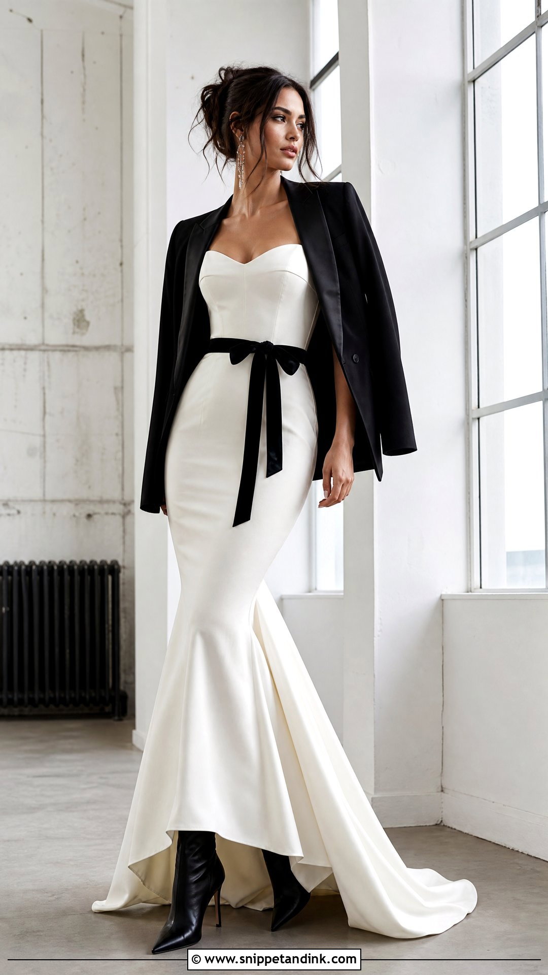 Mermaid Wedding Dress With Black Ankle Boots - Snippet and Ink - 20 Wedding Dress Boots Ideas