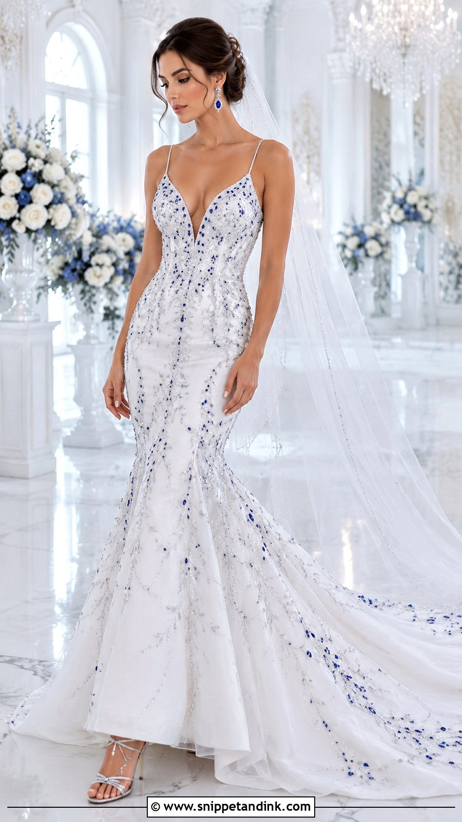 Mermaid Wedding Dress With Blue Beading - Snippet and Ink - 25 Wedding Dress with Blue Accents Ideas