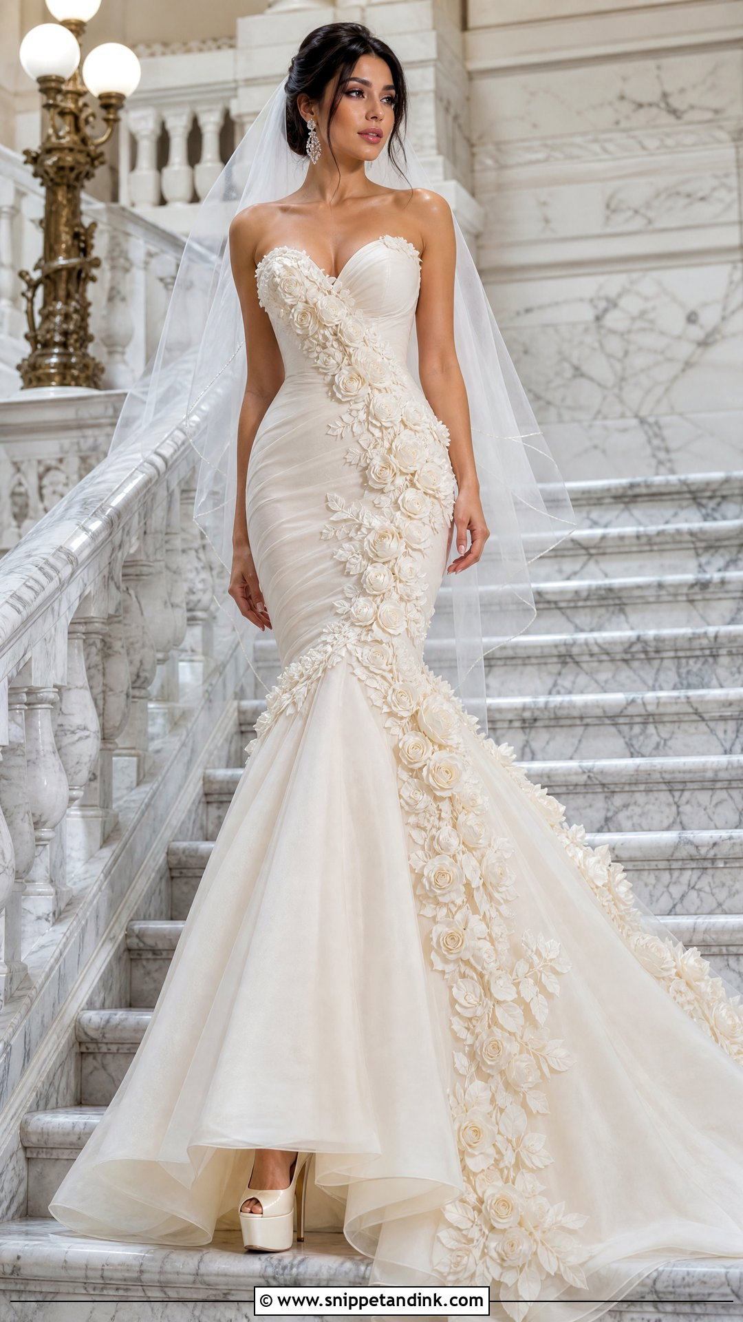 Mermaid Wedding Dress With Cascading Roses - Snippet and Ink - 20 Wedding Dress with Roses Ideas