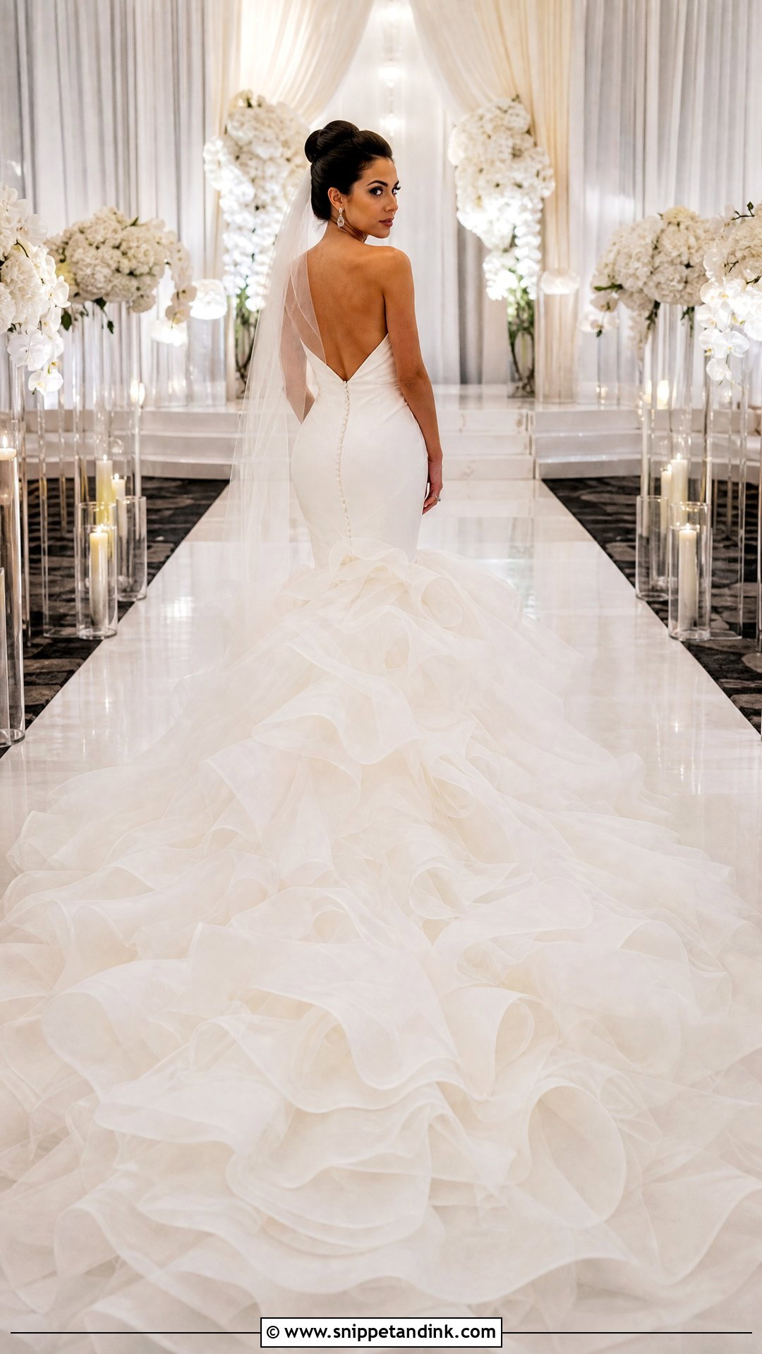 Mermaid Wedding Dress With Cathedral Ruffle Train - Snippet and Ink - 20 Mermaid Wedding Dress with Ruffles Ideas