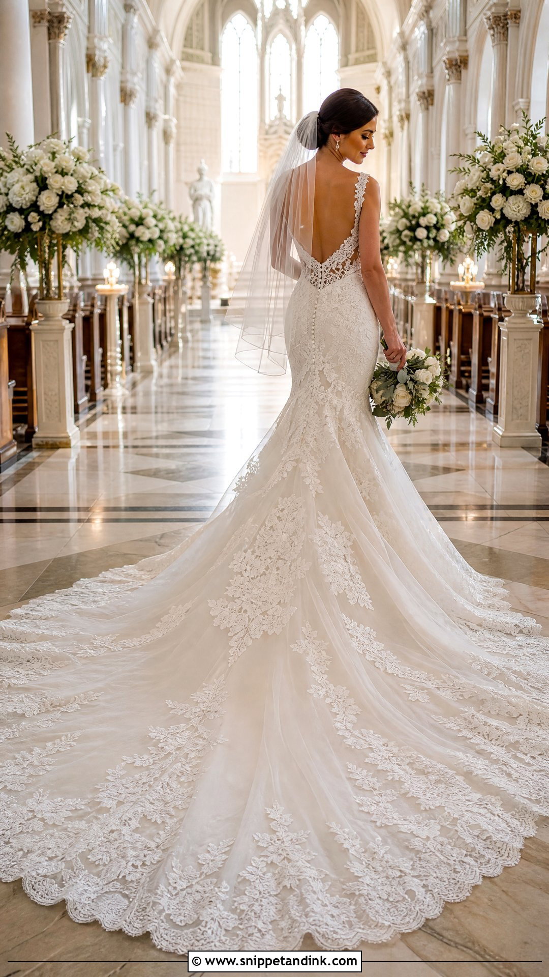 Mermaid Wedding Dress With Cathedral Train - Snippet and Ink - 20 Dreamy Wedding Dress Mermaid Ideas