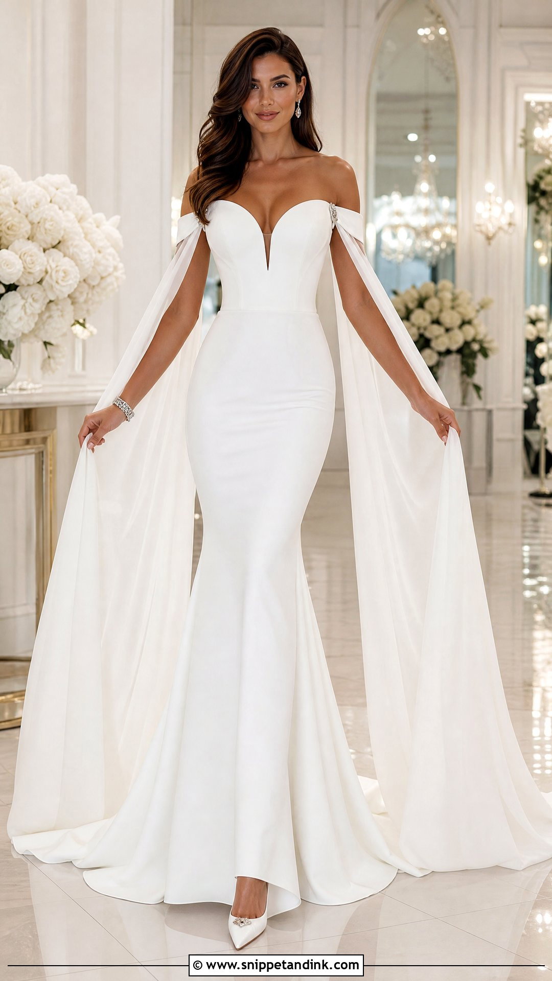 Mermaid Wedding Dress With Chiffon Wings - Snippet and Ink - 20 Wedding Dress Wings Ideas