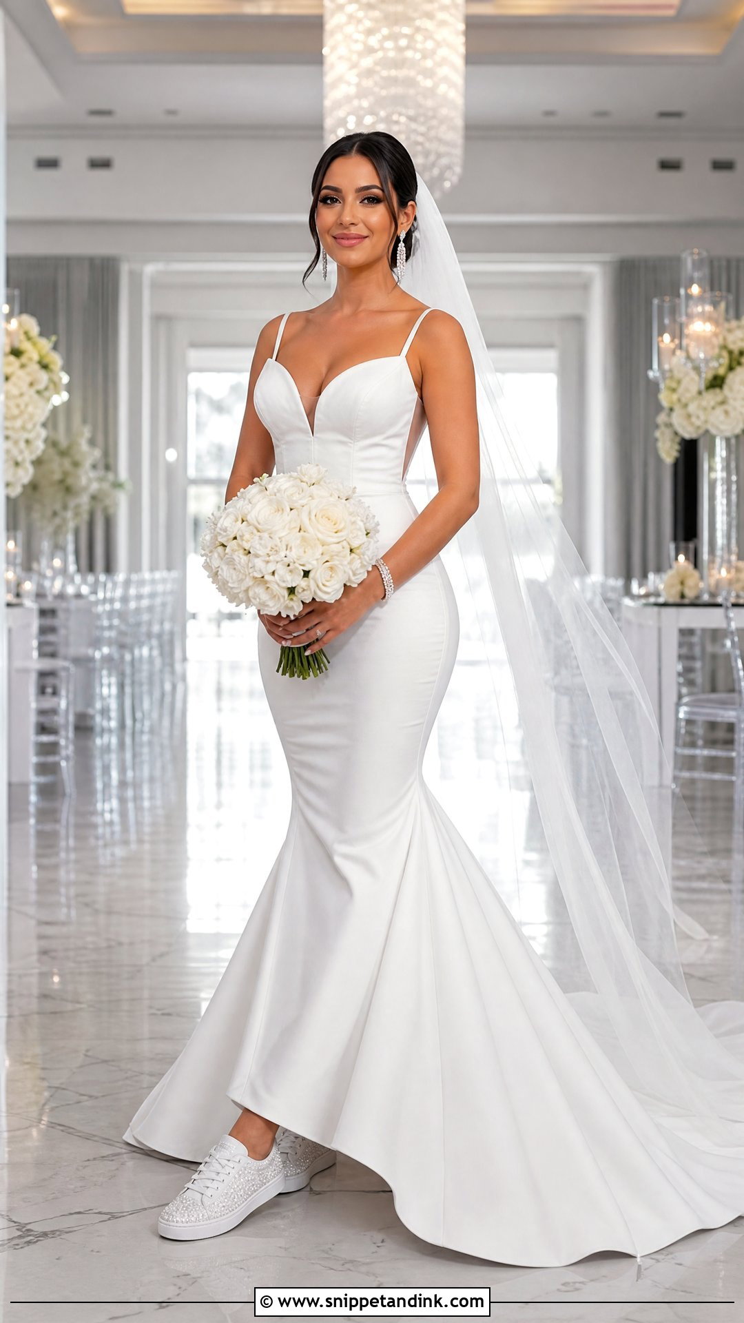 Mermaid Wedding Dress With Crystal Sneakers - Snippet and Ink - 20 Wedding Dress Sneakers Ideas