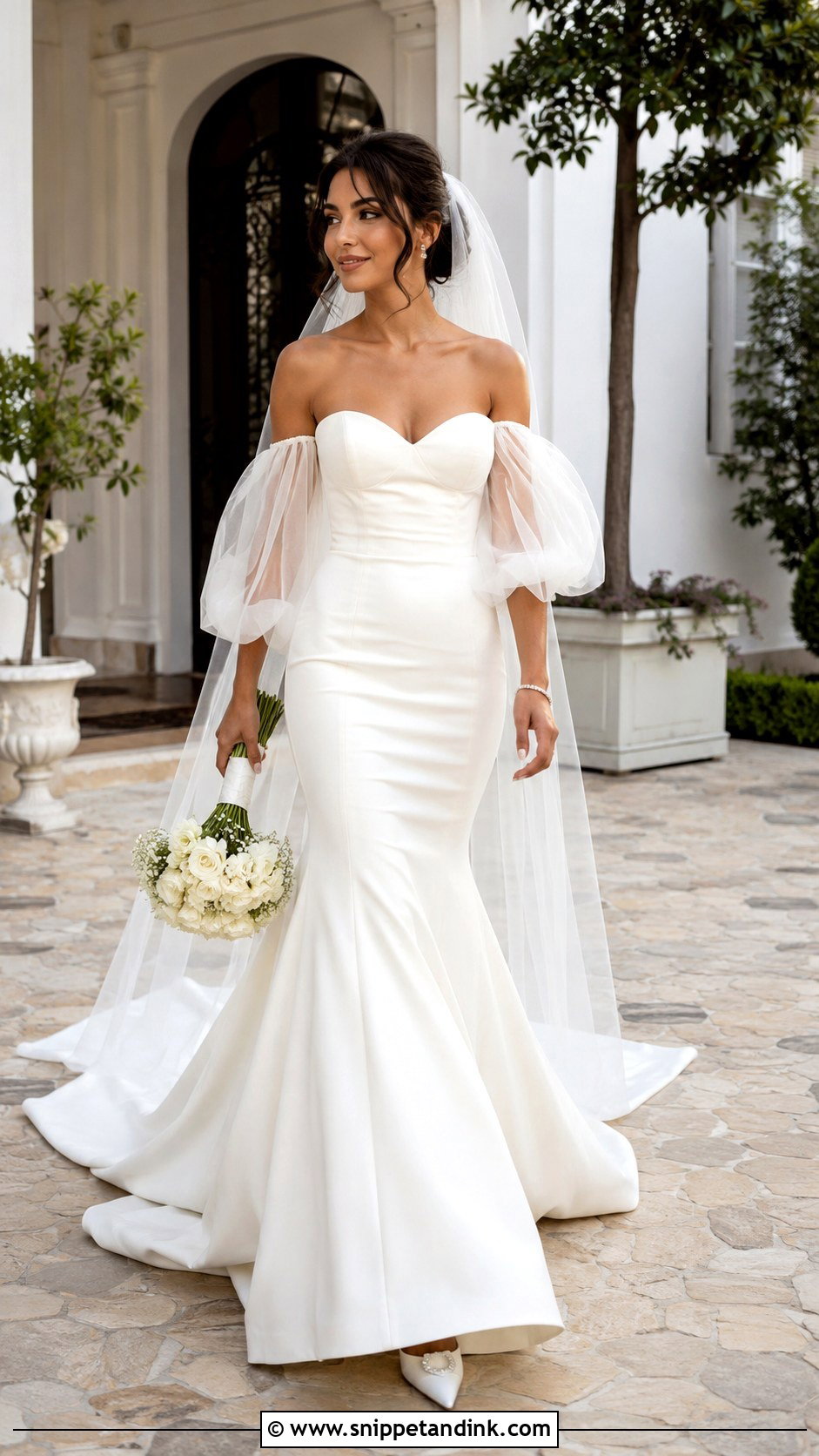 Mermaid Wedding Dress With Detachable Off Shoulder Sleeves - Snippet and Ink - 20 Wedding Dress with Detachable Sleeves
