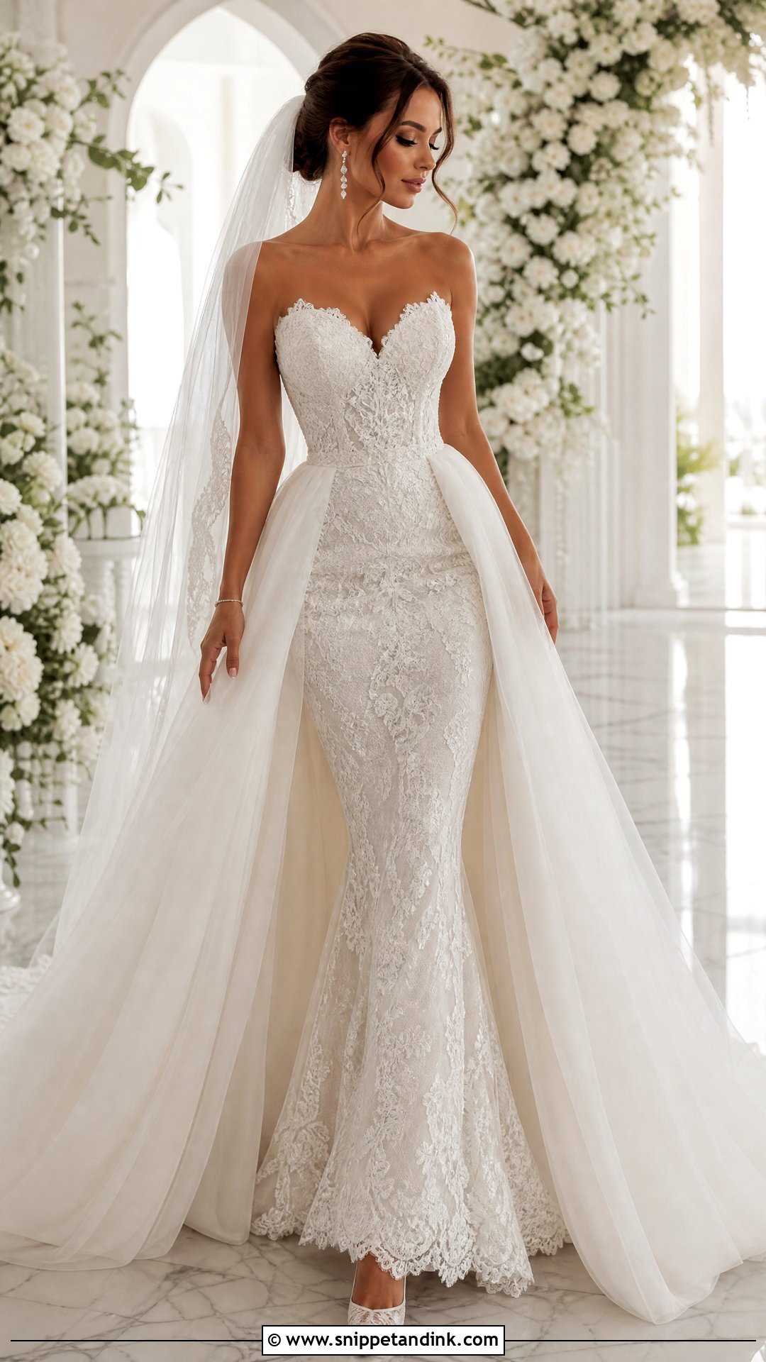 Mermaid Wedding Dress With Detachable Overskirt - Snippet and Ink - 20 Mermaid Cut Wedding Dress Ideas
