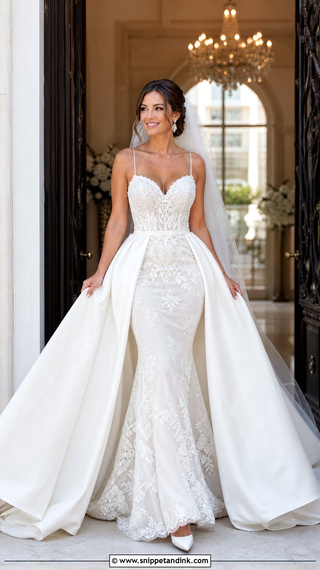 Mermaid Wedding Dress With Detachable Overskirt - Snippet and Ink - 20 Size 10 Wedding Dress Ideas