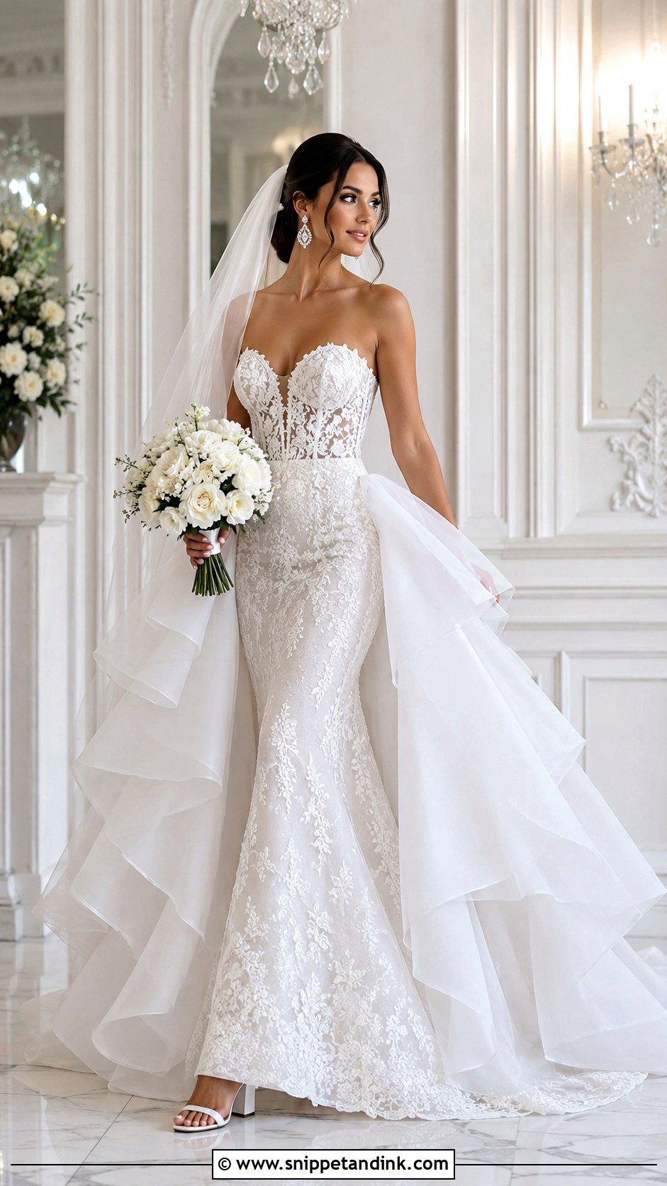Mermaid Wedding Dress With Detachable Ruffle Overskirt - Snippet and Ink - 20 Mermaid Wedding Dress with Ruffles Ideas