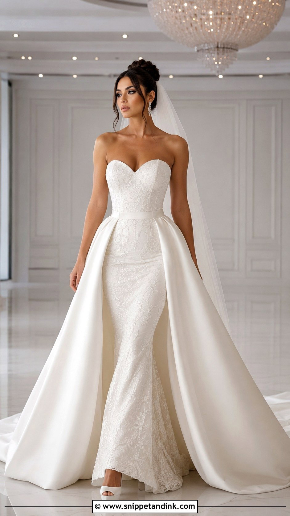 Mermaid Wedding Dress With Detachable Skirt - Snippet and Ink - 20 Inverted Triangle Wedding Dress Ideas