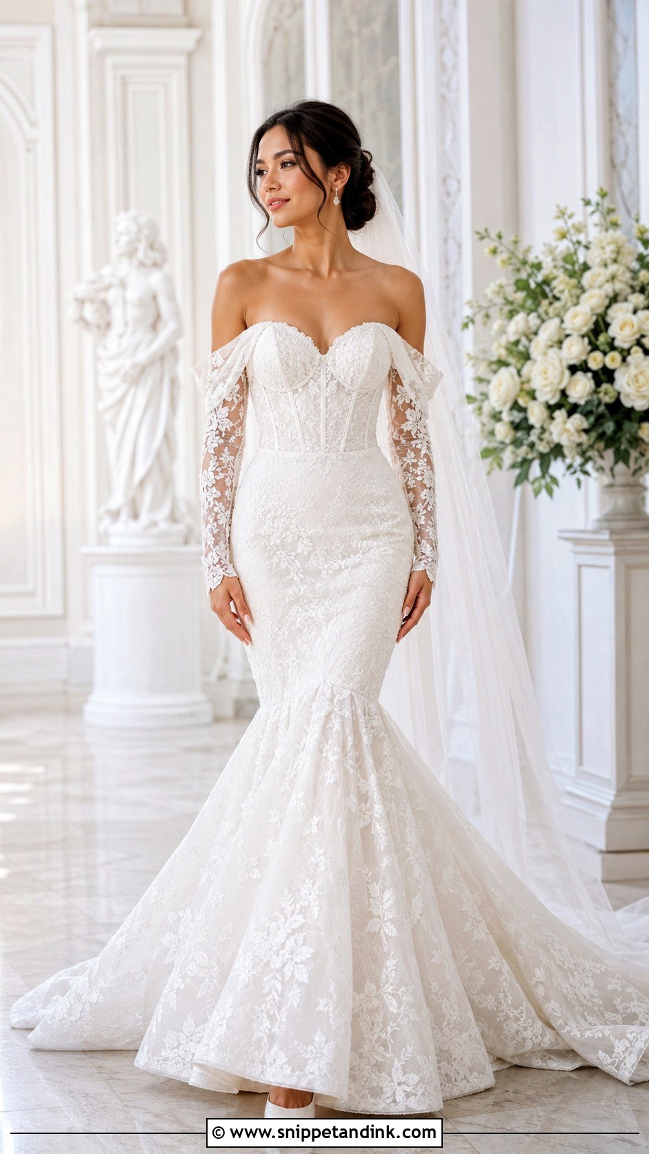 Mermaid Wedding Dress With Detachable Sleeves - Snippet and Ink - 20 Broad Shoulder Wedding Dress Ideas
