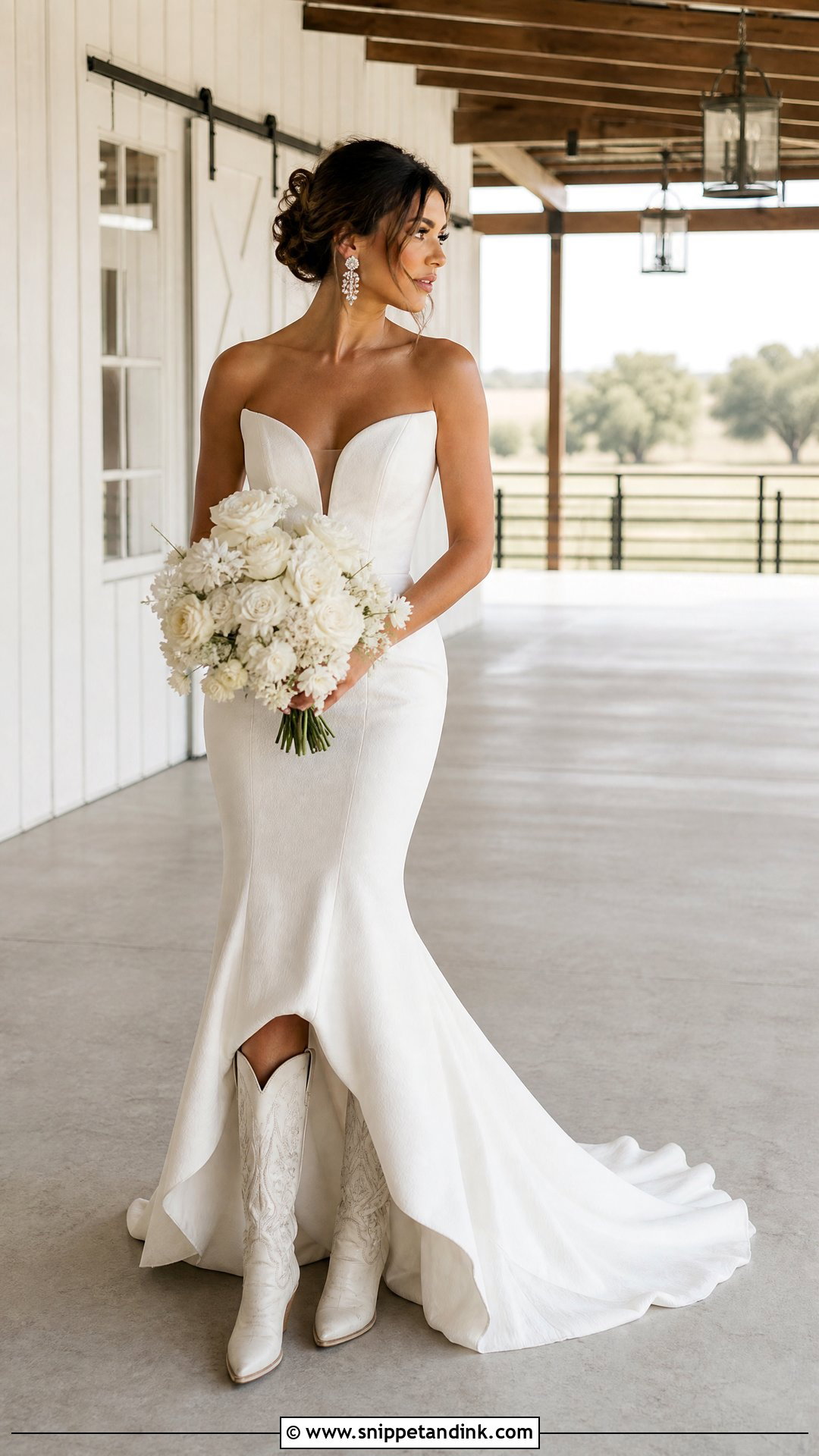 Mermaid Wedding Dress With Ivory Cowgirl Boots - Snippet and Ink - 25 Wedding Cowgirl Boots Ideas