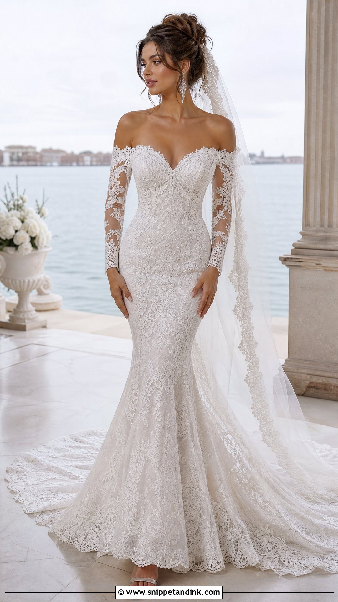 Mermaid Wedding Dress With Lace Sleeves - Snippet and Ink - 20 Wedding Dresses Off the Shoulder Sleeves