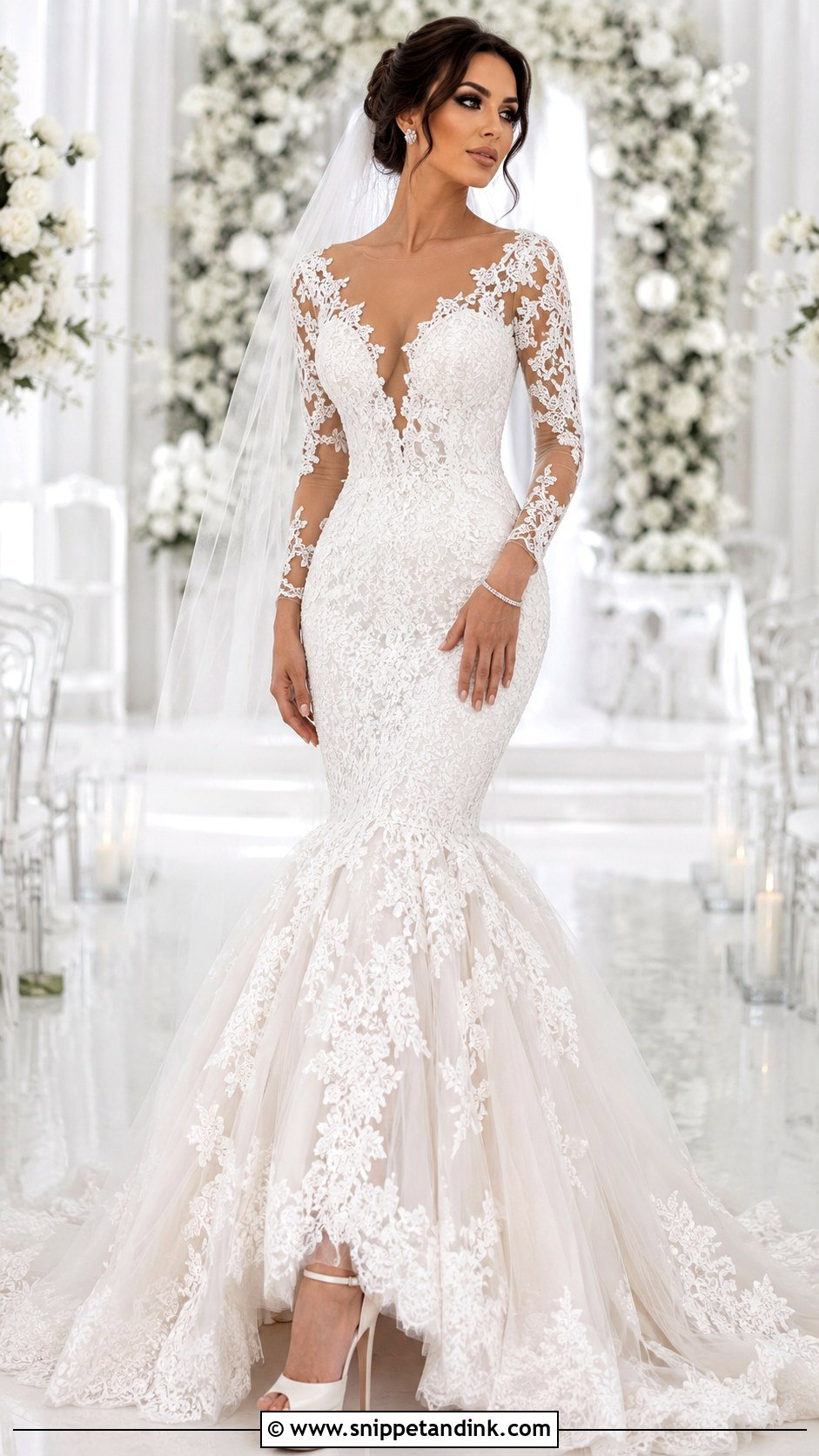 Mermaid Wedding Dress With Lace Sleeves - Snippet and Ink - 20 Fitted Wedding Dress with Sleeves