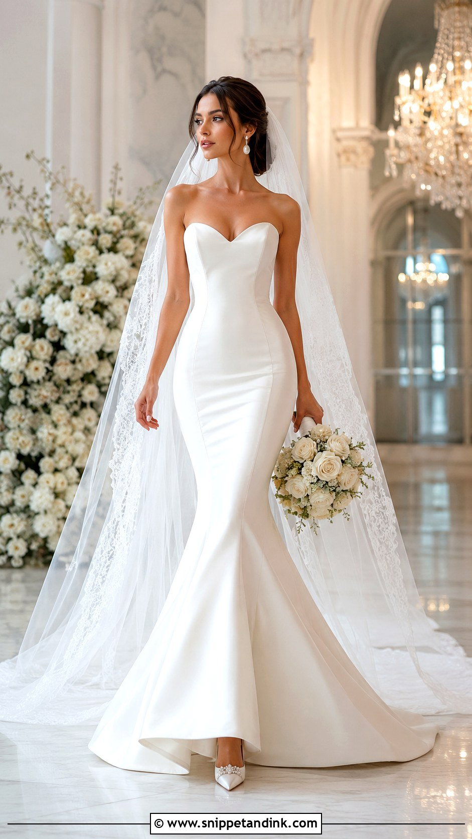 Mermaid Wedding Dress With Long Veil - Snippet and Ink - 25 Form Fitting Wedding Dress Ideas