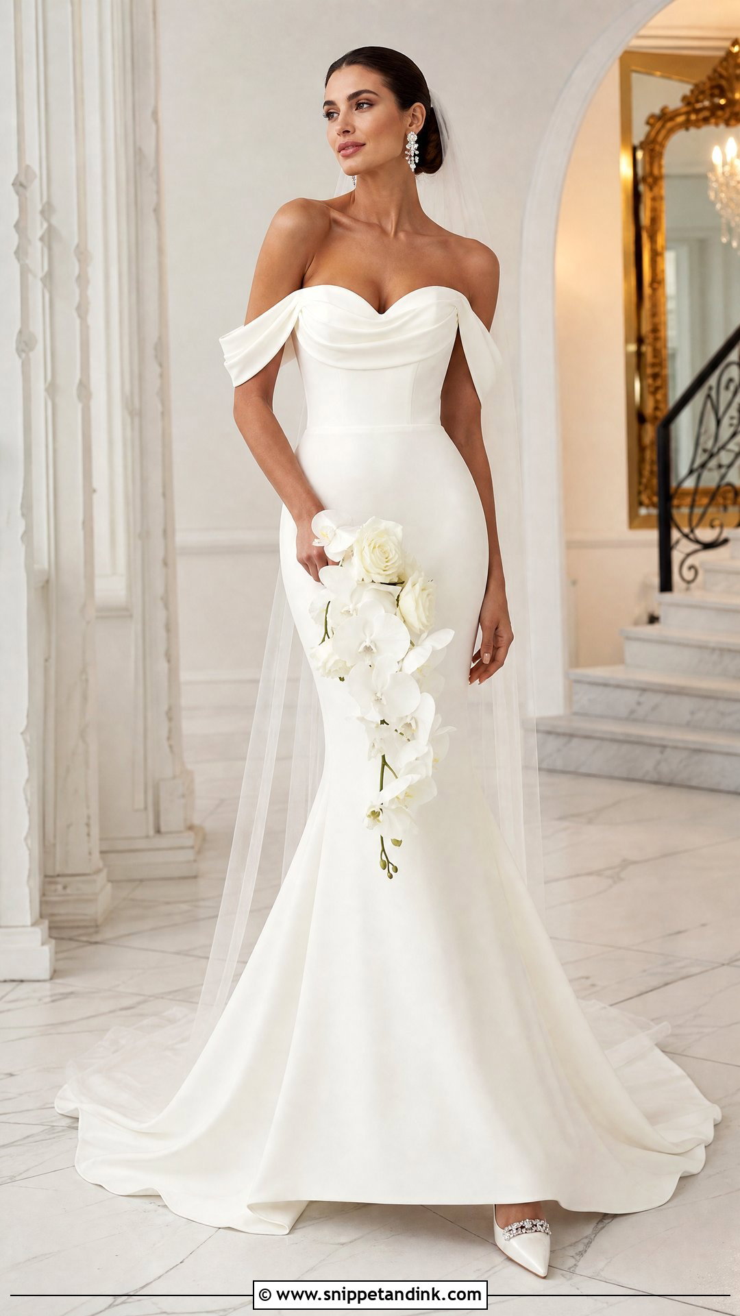 Mermaid Wedding Dress With Off Shoulder Swag Sleeves - Snippet and Ink - 20 Wedding Dress Off Shoulder Sleeves