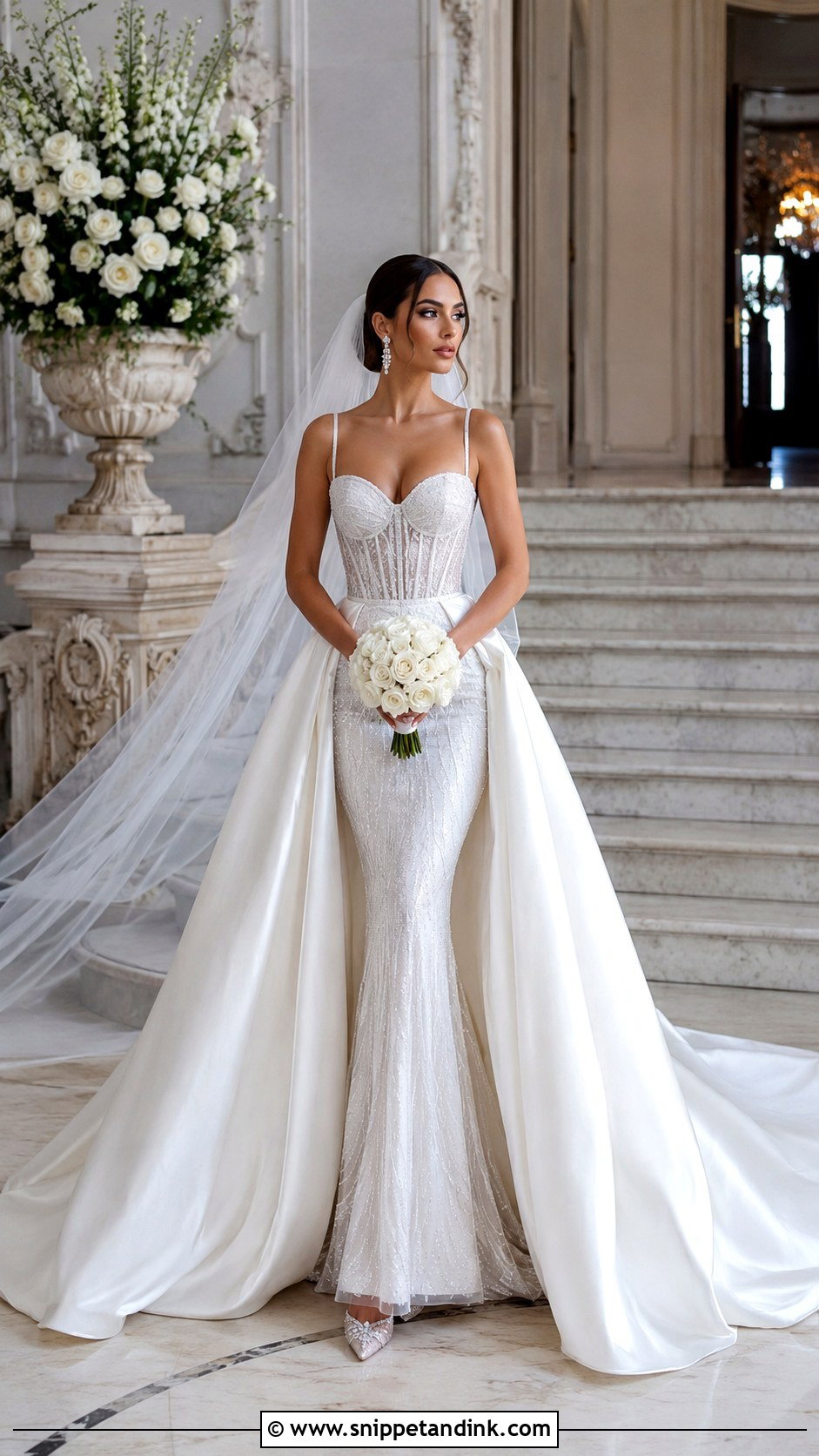 Mermaid Wedding Dress With Overskirt - Snippet and Ink - 20 Boujee Wedding Dress Ideas
