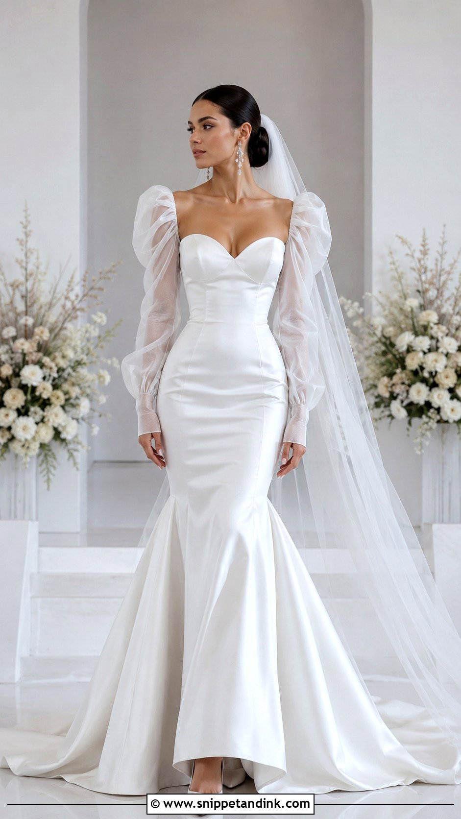 Mermaid Wedding Dress With Puff Sleeves - Snippet and Ink - 20 Big Sleeve Wedding Dress Ideas
