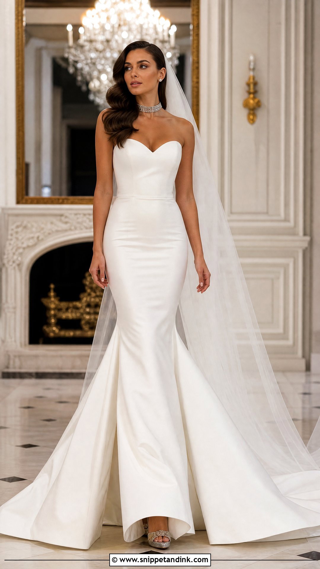 Mermaid Wedding Dress With Rhinestone Choker - Snippet and Ink - 20 Wedding Dress with Choker Ideas