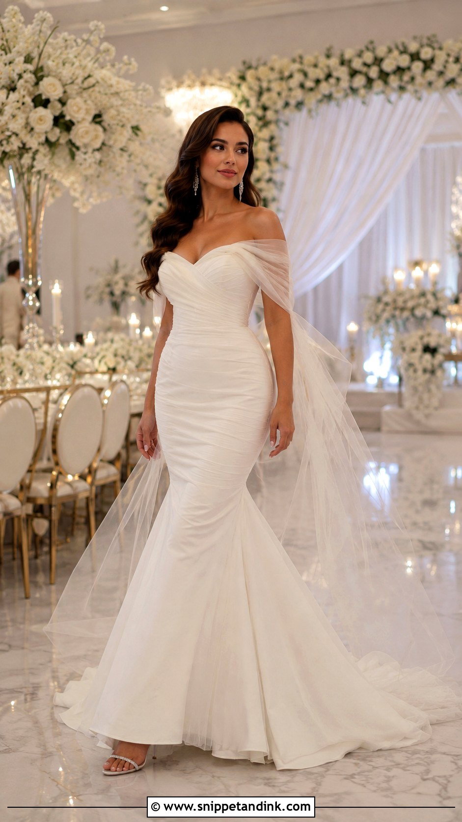 Mermaid Wedding Dress With Sheer Scarf - Snippet and Ink - 30 Wedding Dress with Scarf Ideas