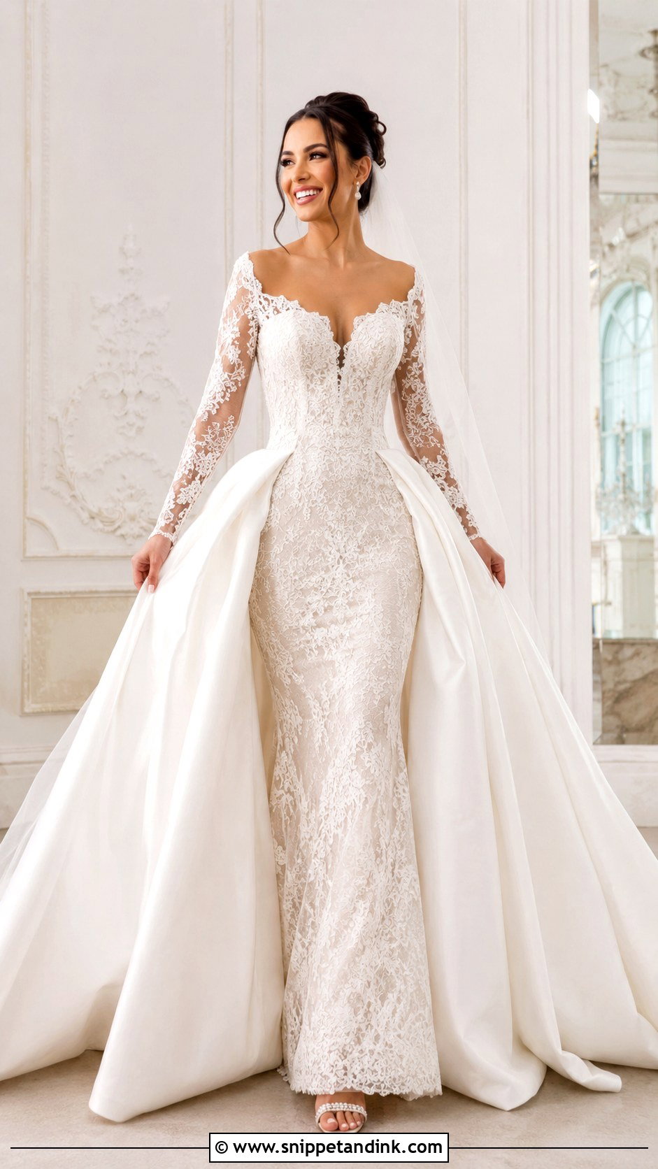 Mermaid Wedding Dress With Sleeves And Overskirt - Snippet and Ink - 30 Mermaid Wedding Dress with Sleeves