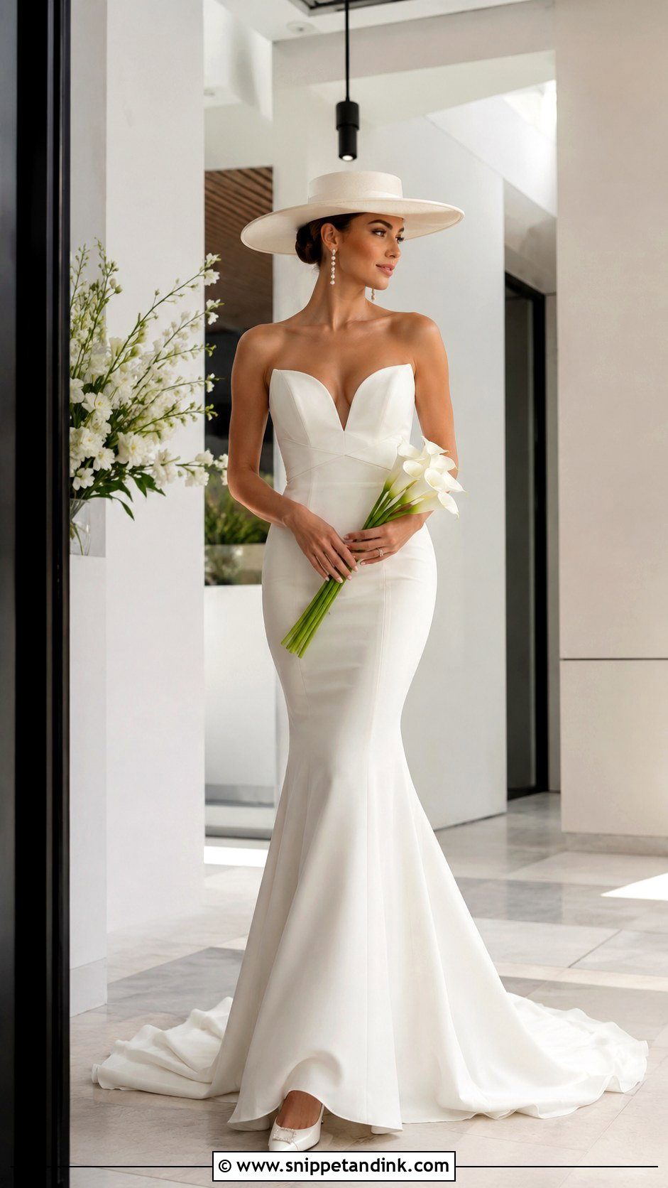 Mermaid Wedding Dress With Structured Hat - Snippet and Ink - 20 Wedding Dress with Hat Ideas