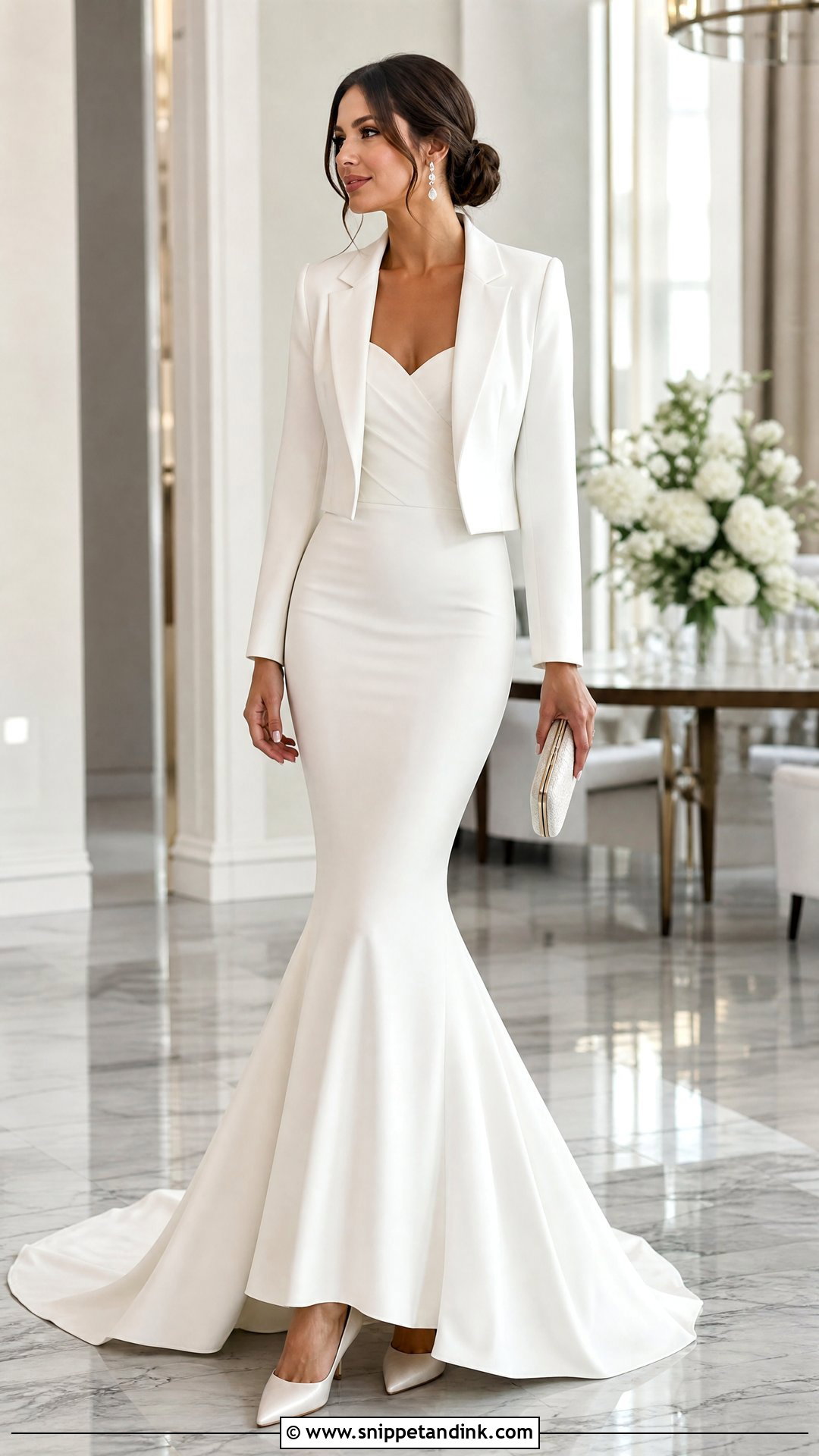 Mermaid Wedding Dress With Tailored Blazer - Snippet and Ink - 20 Wedding Dress with Blazer Ideas