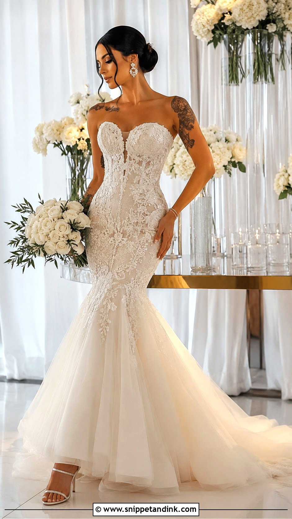 Mermaid Wedding Dress With Tattoos - Snippet and Ink - 25 Wedding Dress with Tattoos Ideas