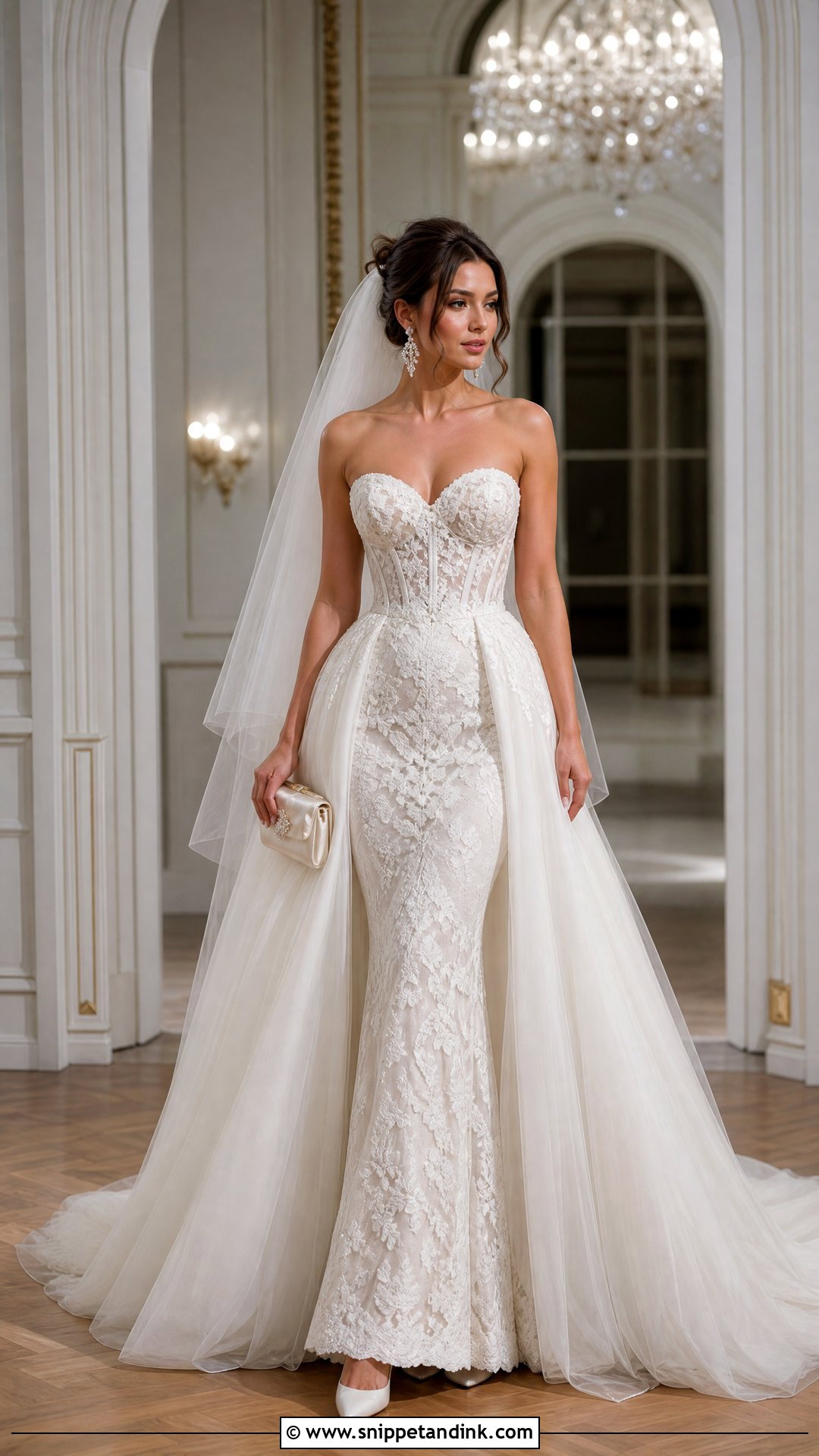 Mermaid Wedding Dress With Tulle Overskirt - Snippet and Ink - 20 Two in One Convertible Wedding Dress Ideas