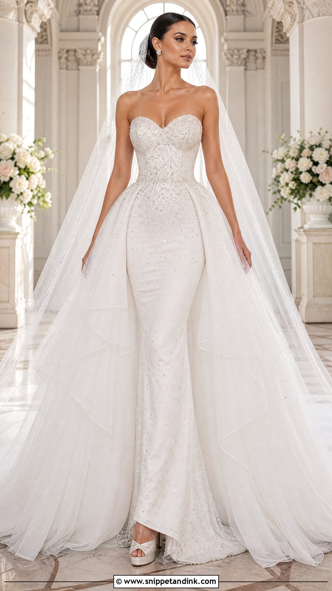Mermaid Wedding Dress With Tulle Overskirt - Snippet and Ink - 20 Skirt Wedding Dress Ideas