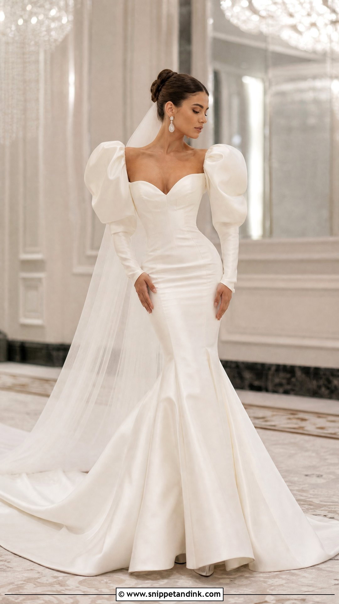 Mermaid Wedding Dress with Puffy Sleeves - Snippet and Ink - 20 Wedding Dresses with Puffy Sleeves