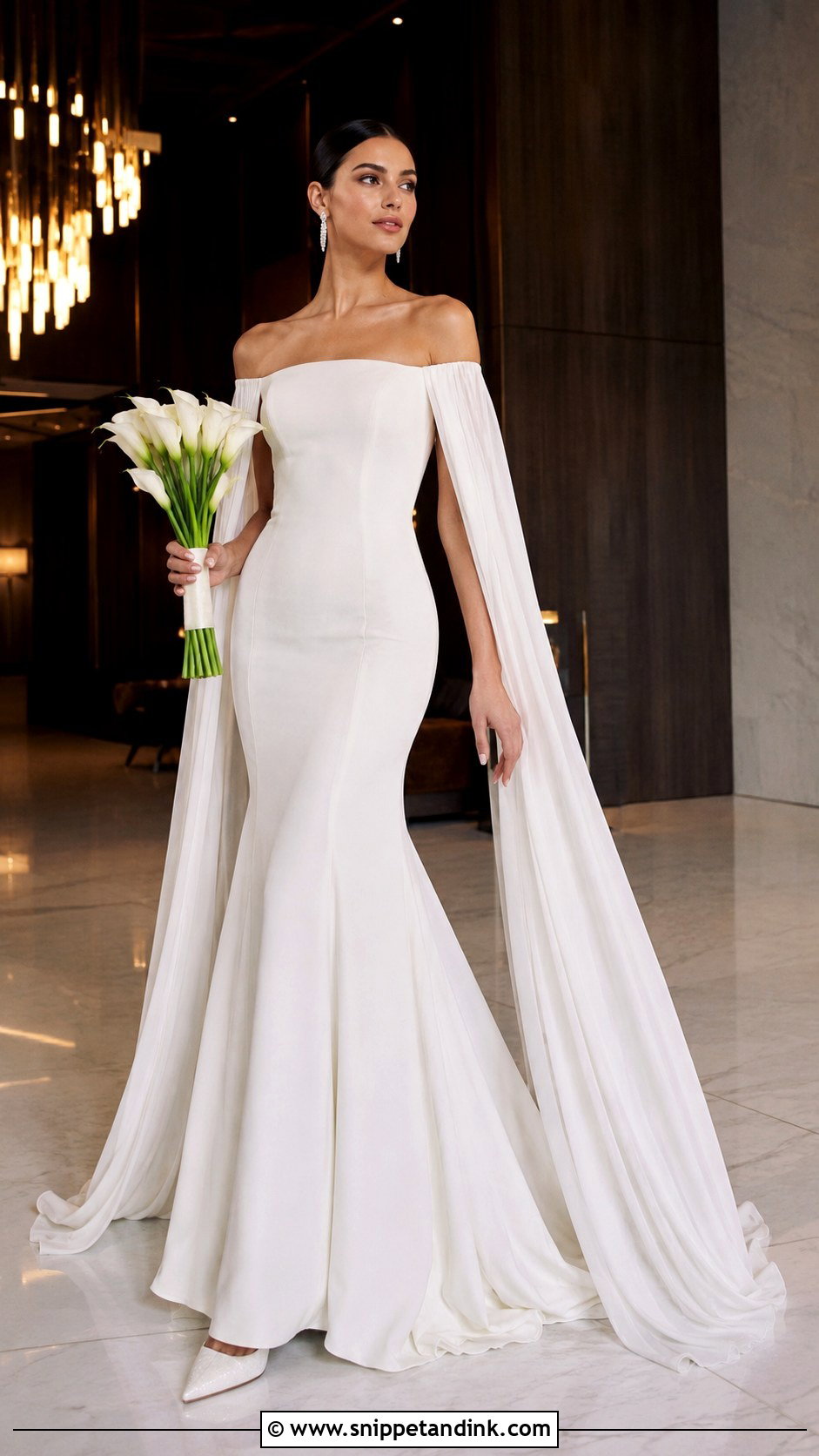Mermaid Wedding Gown With Cape Sleeves - Snippet and Ink - 20 Wedding Gown with Cape Ideas