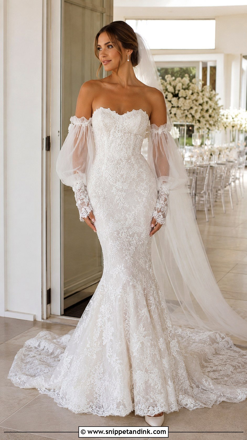 Mermaid Wedding Gown With Detachable Sleeves - Snippet and Ink - 20 Mermaid Wedding Gowns