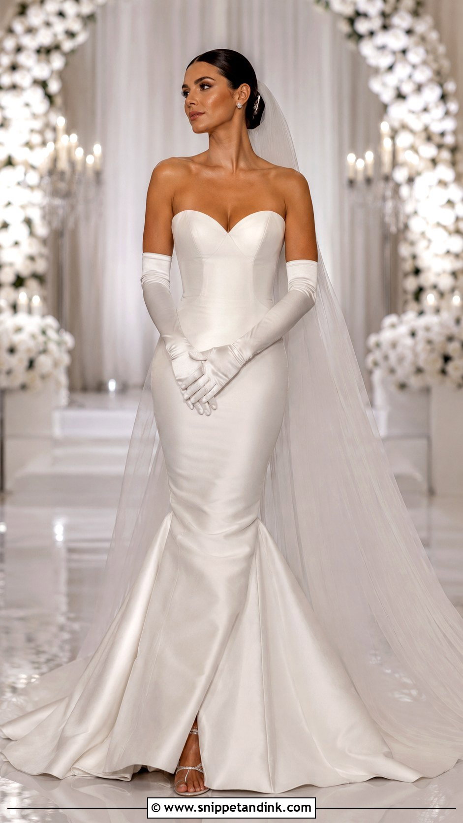 Mermaid Wedding Gown With Elbow Gloves - Snippet and Ink - 25 Wedding Gown with Gloves Ideas