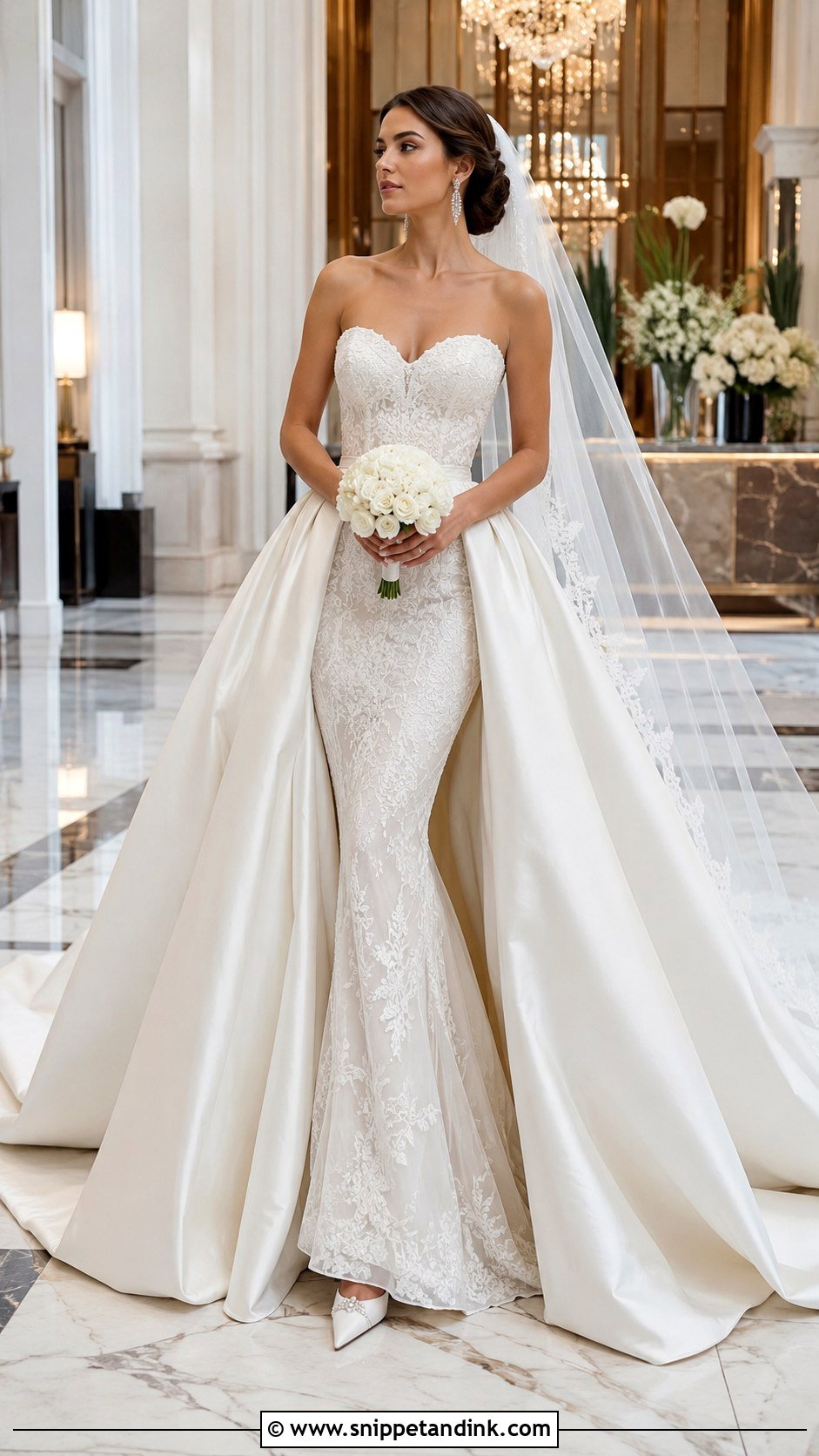 Mermaid Wedding Gown With Overskirt - Snippet and Ink - 20 Haute Couture Wedding Gowns