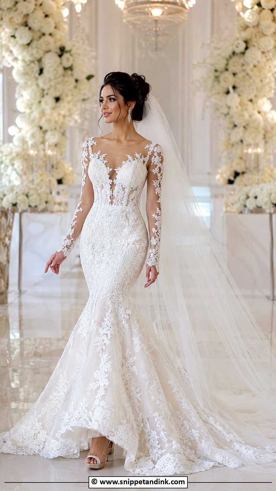 Mermaid Wedding Gown With Sleeves - Snippet and Ink - 30 Wedding Gowns with Sleeves