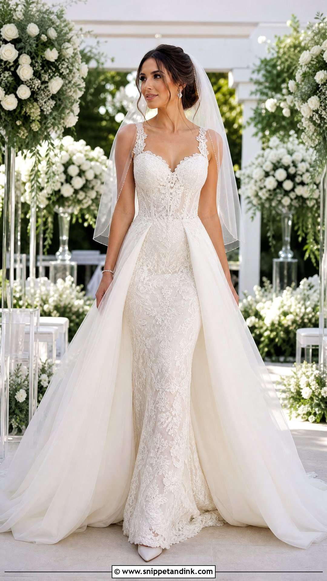 Mermaid Wedding Gown With Tulle Overskirt - Snippet and Ink - 25 Two Way Wedding Gown Ideas