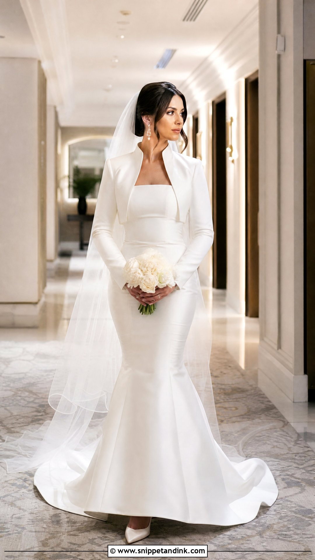 Mermaid Winter Wedding Gown With Detachable Sleeves - Snippet and Ink - 25 Winter Wedding Gowns