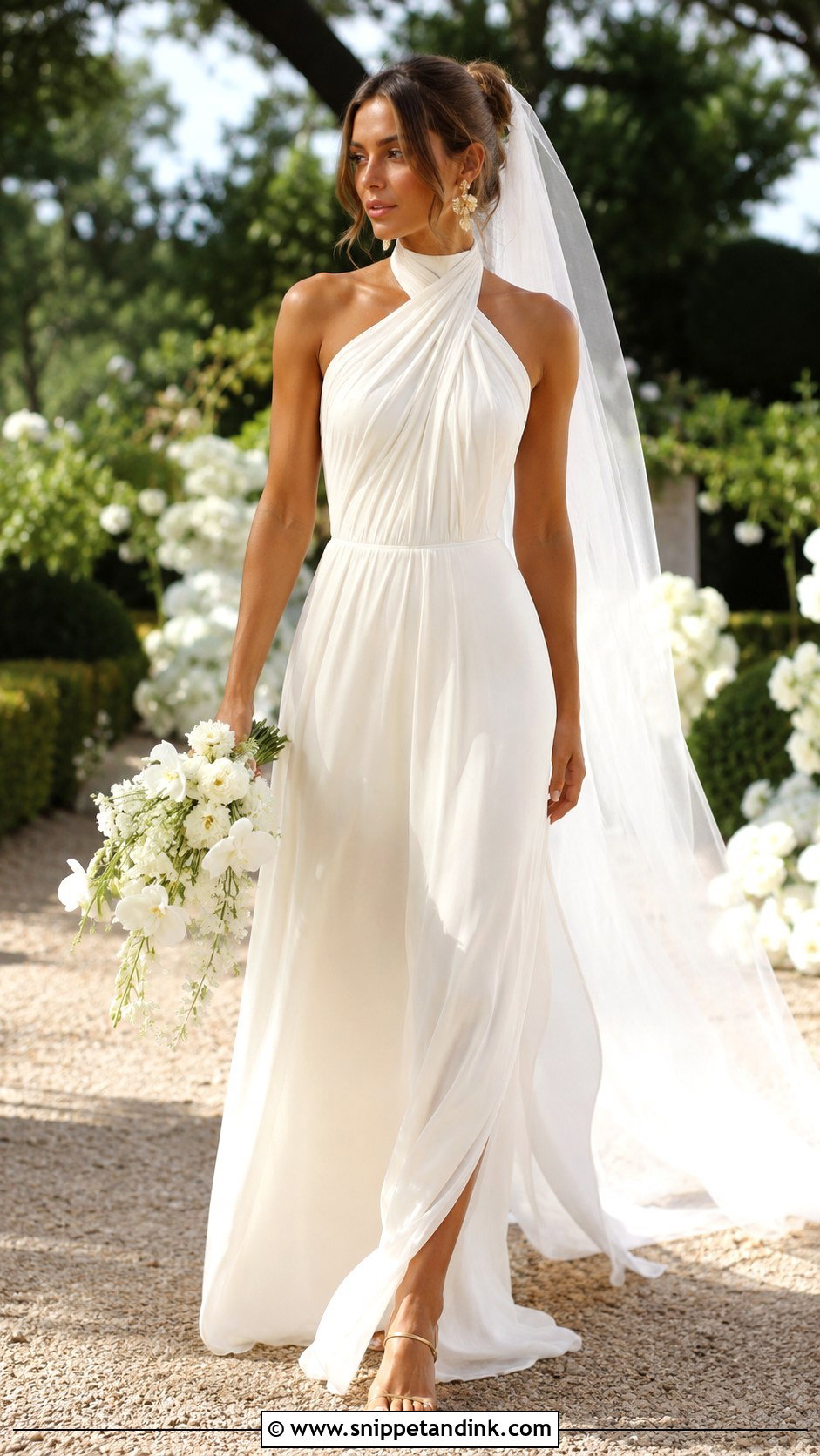 Meshki Chiffon Halter Wedding Dress - Snippet and Ink - 20 Meshki Wedding Dress Ideas