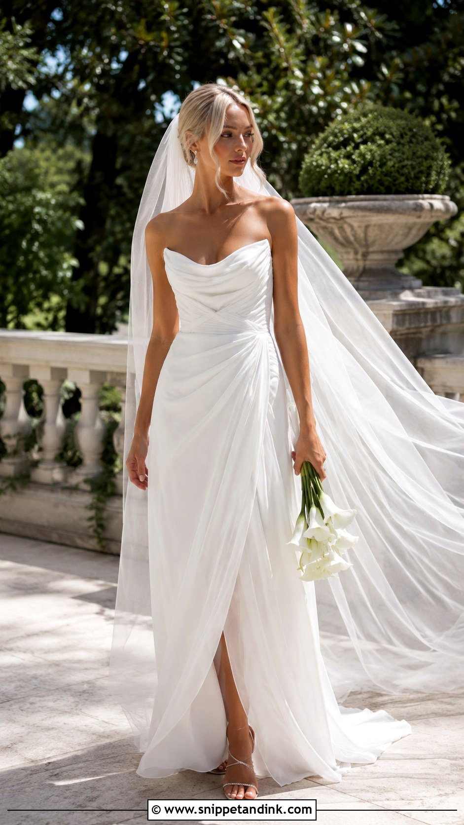 Meshki Draped Chiffon Wedding Dress - Snippet and Ink - 20 Meshki Wedding Dress Ideas