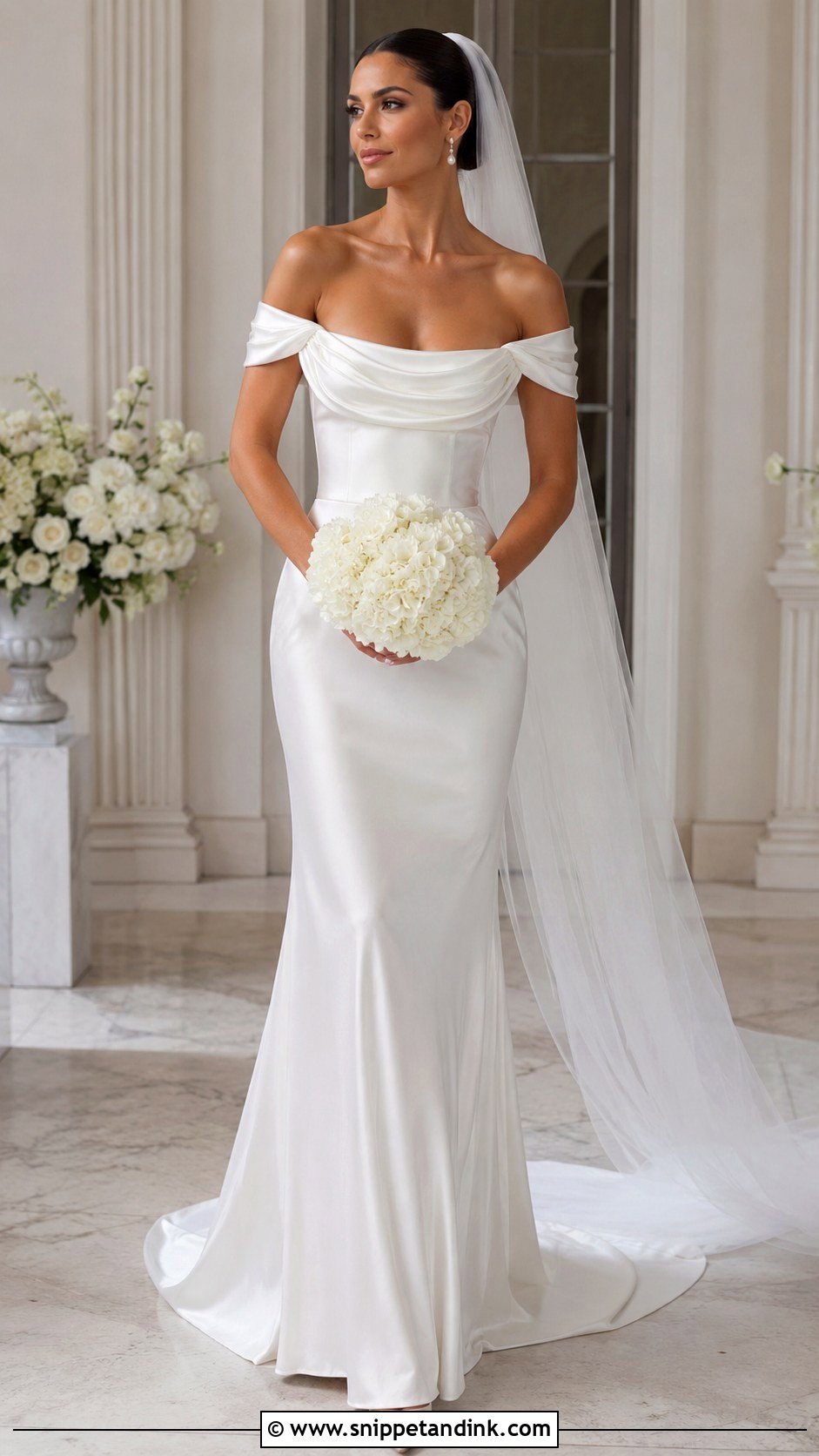 Meshki Draped Shoulder Wedding Dress - Snippet and Ink - 20 Meshki Wedding Dress Ideas