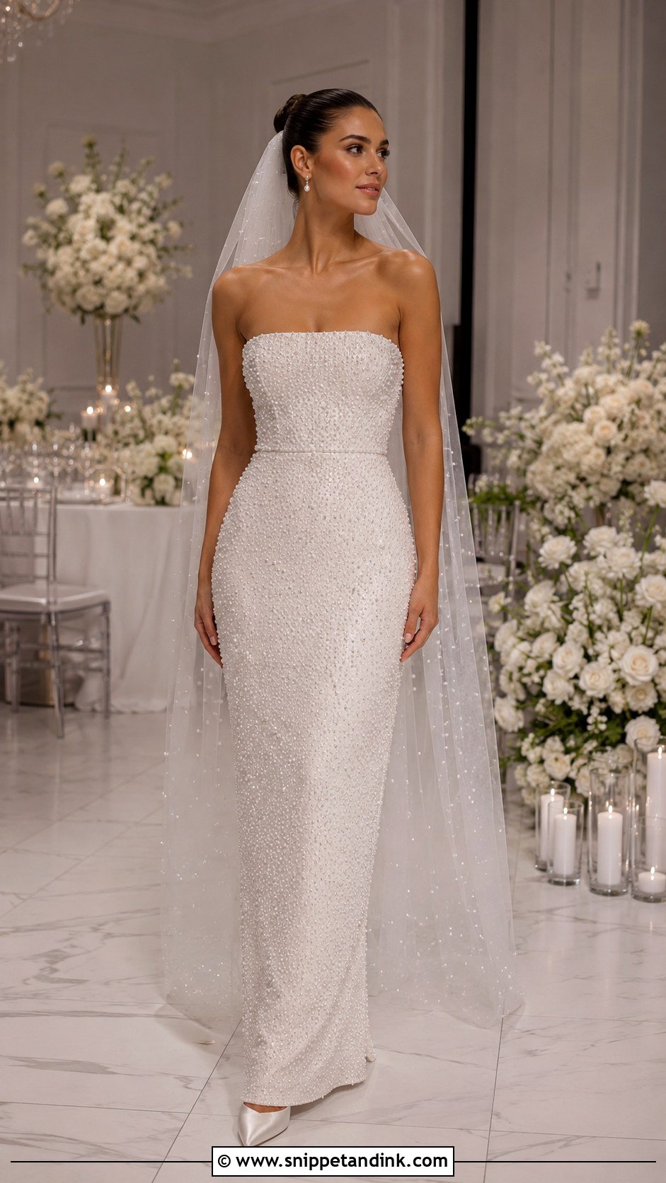 Meshki Strapless Pearl Wedding Dress - Snippet and Ink - 20 Meshki Wedding Dress Ideas