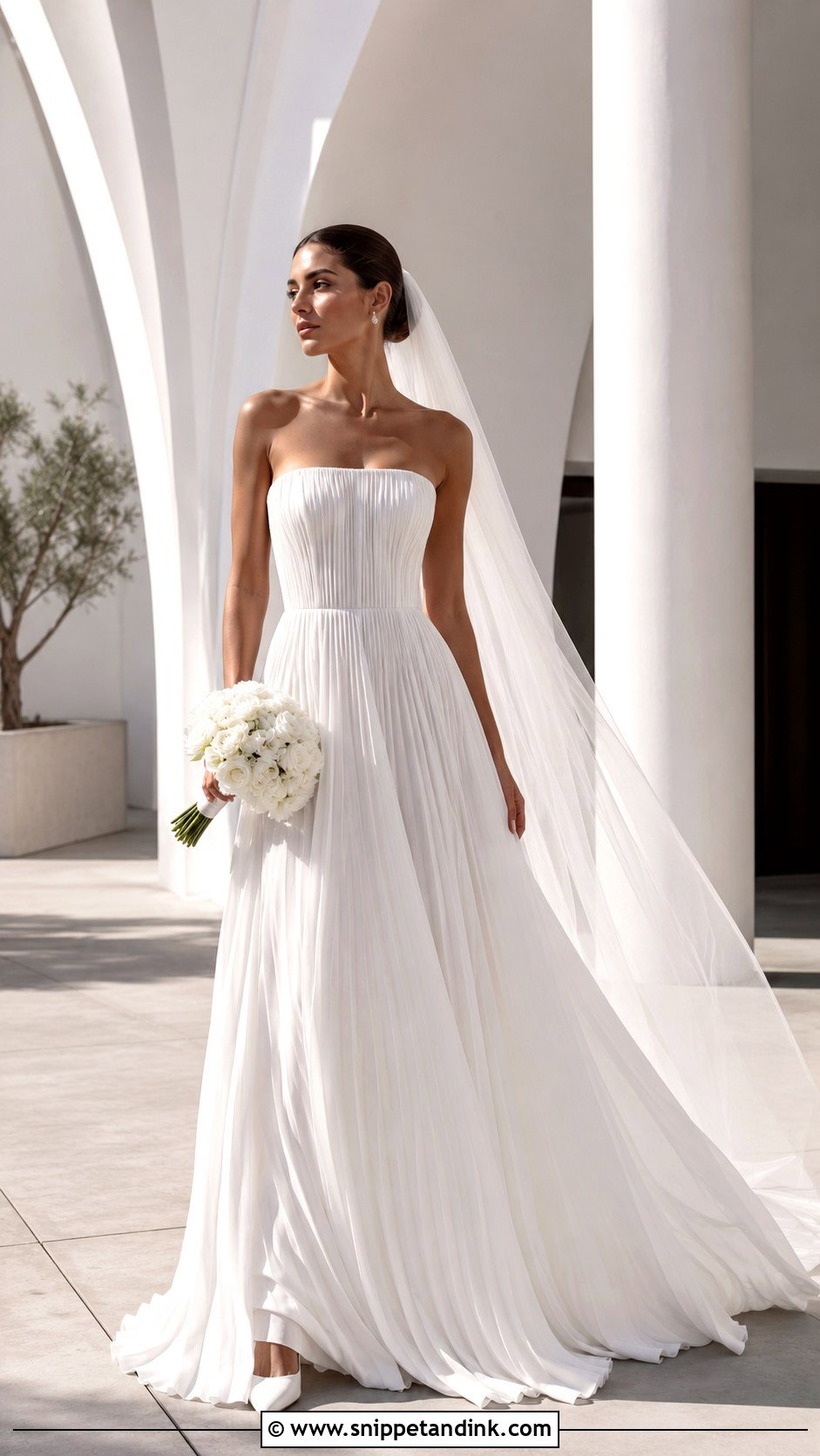 Meshki Strapless Pleated Wedding Gown - Snippet and Ink - 20 Meshki Wedding Dress Ideas