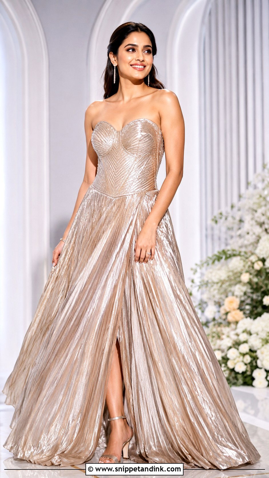 Metallic Bridal Sangeet Gown - Snippet and Ink - 25 Bridal Sangeet Outfit Gown Ideas