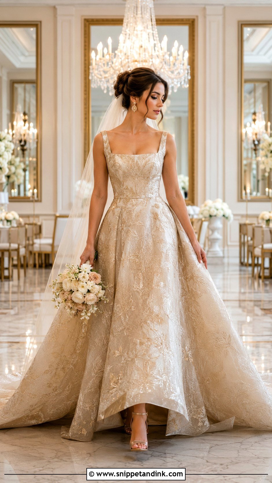 Metallic Champagne Wedding Dress - Snippet and Ink - 20 Dramatic Wedding Dresses