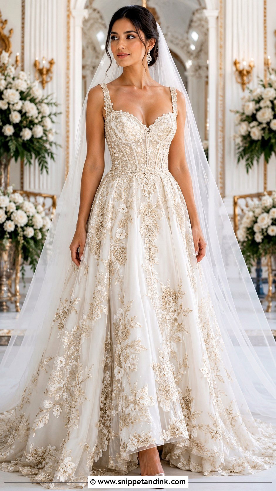 Metallic Embroidered Wedding Dress - Snippet and Ink - 20 Glam Wedding Dresses