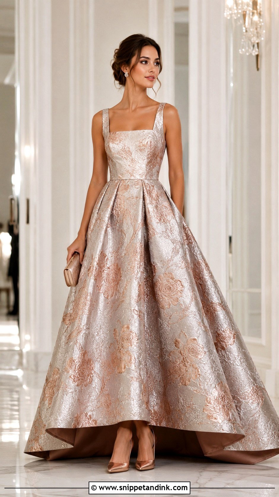 Metallic Floral Grand Ball Gown - Snippet and Ink - 20 Grand Ball Gown Ideas