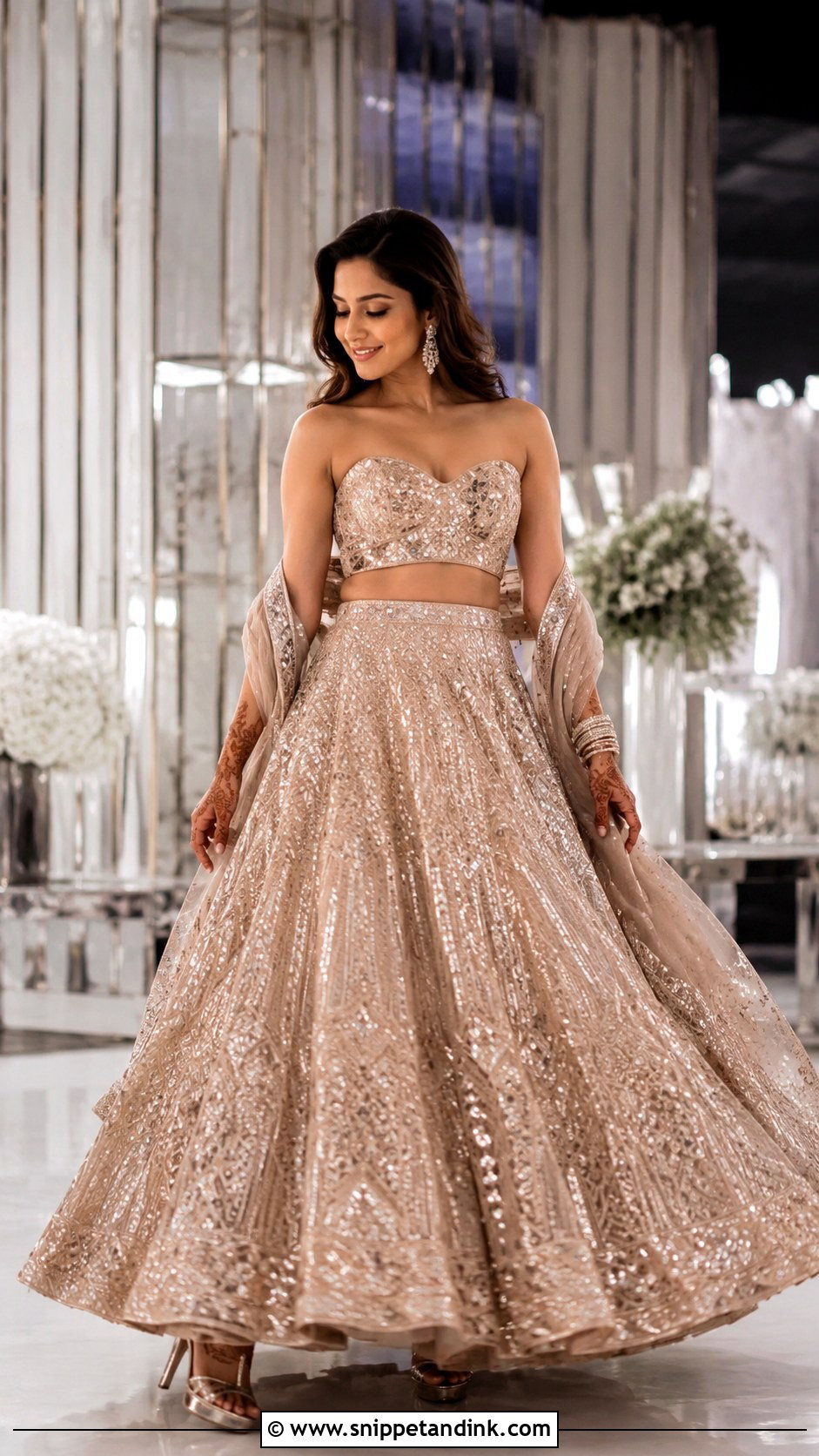 Metallic Lehenga Sangeet Outfit - Snippet and Ink - 25 Bridal Sangeet Outfits