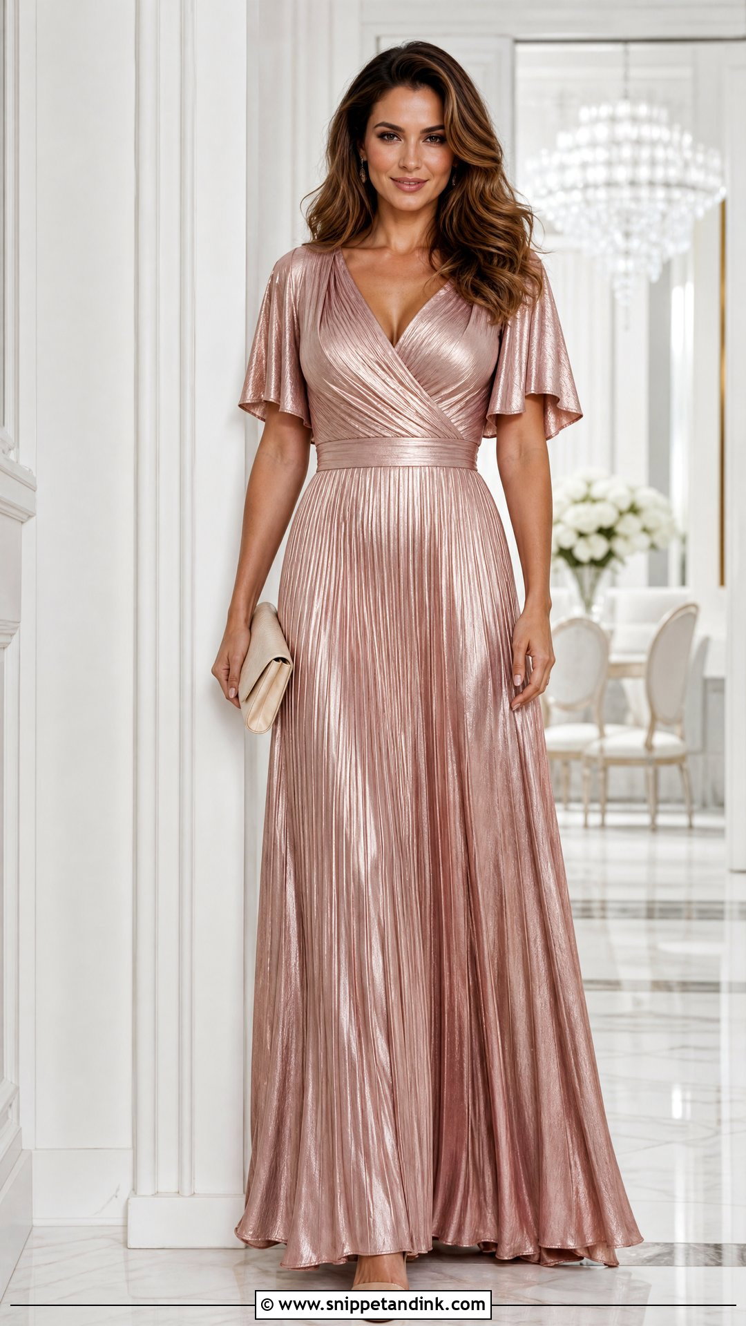 Metallic Pleated Gown - Snippet and Ink - 20 New Gown Design Ideas