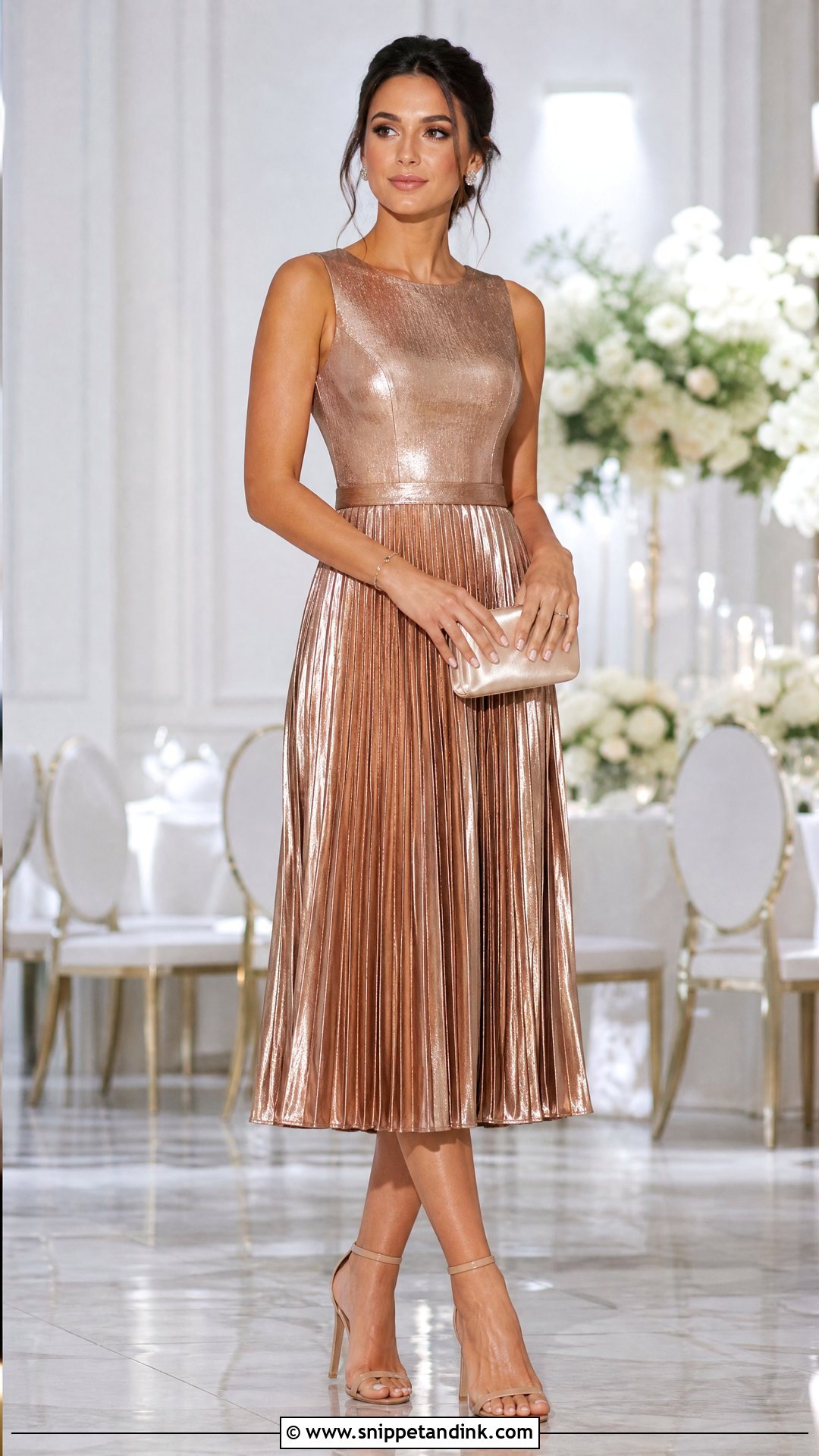 Metallic Pleated Wedding Party Dress - Snippet and Ink - 20 Wedding Party Wear Dresses