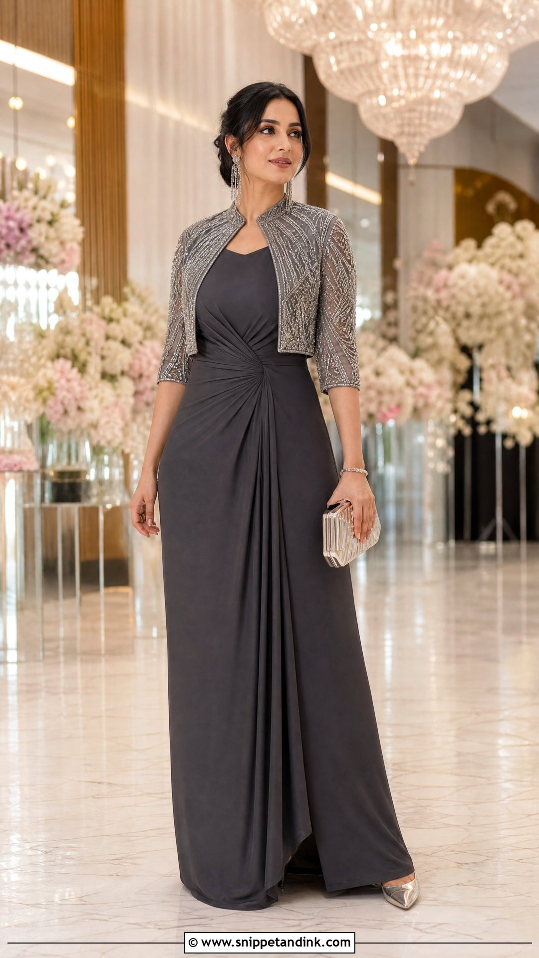 Metallic Shrug With Reception Gown - Snippet and Ink - 20 Shrugs for Dresses Indian Wedding